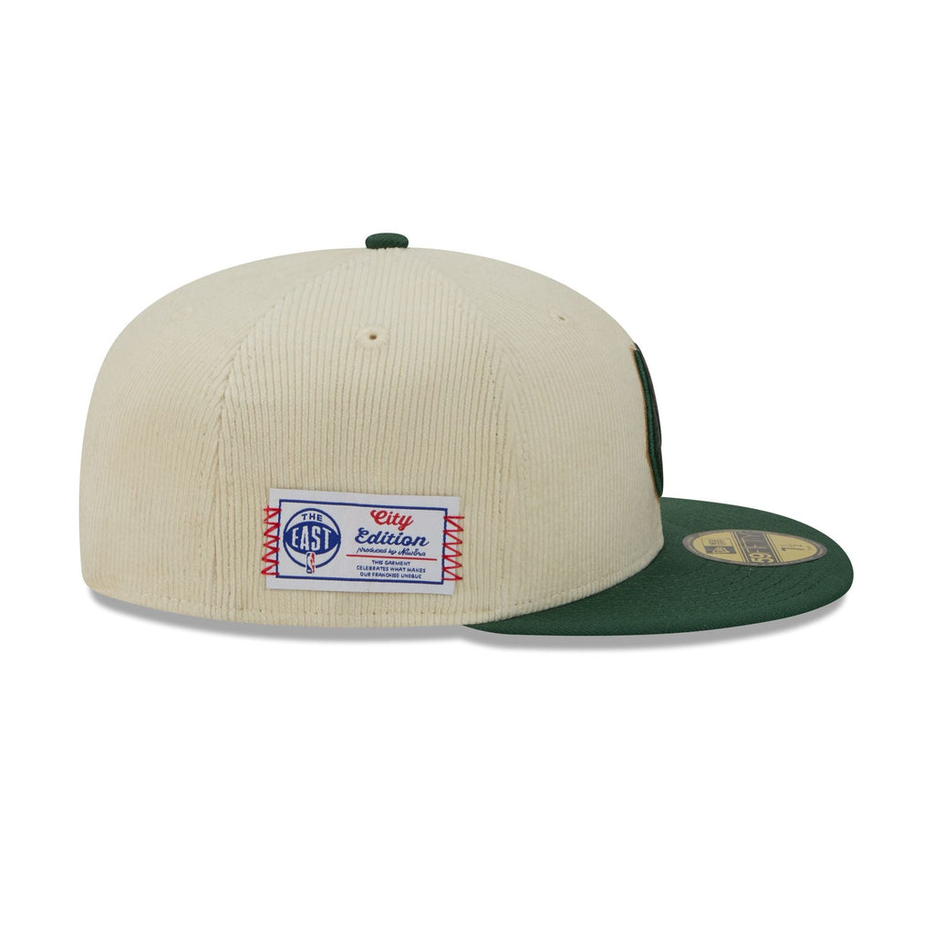 Milwaukee Bucks 2025 City Edition Chrome White Corduroy 59FIFTY Fitted Hat