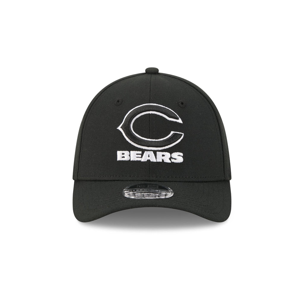 Chicago Bears Poly Black & White 39THIRTY M-Crown Stretch Fit Hat