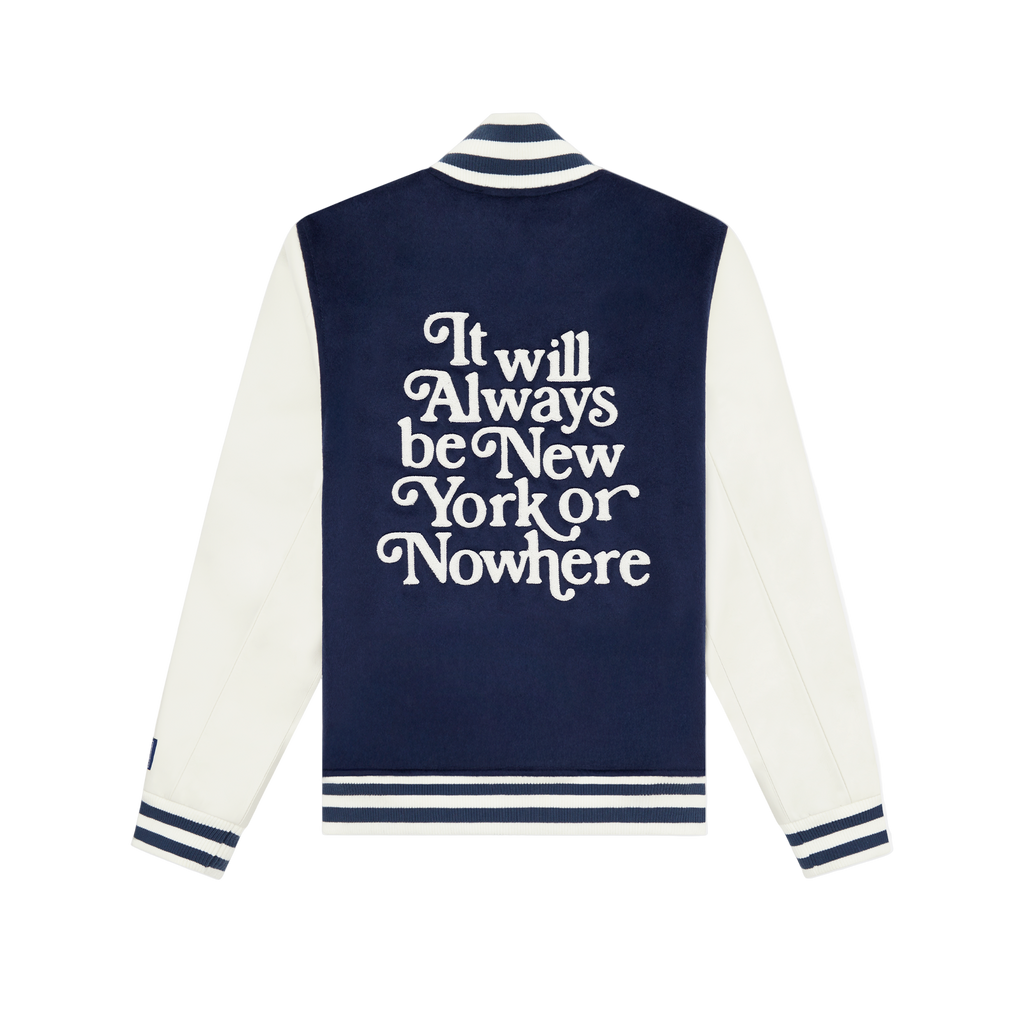 New York or Nowhere x New York Yankees Navy Motto Varsity Jacket